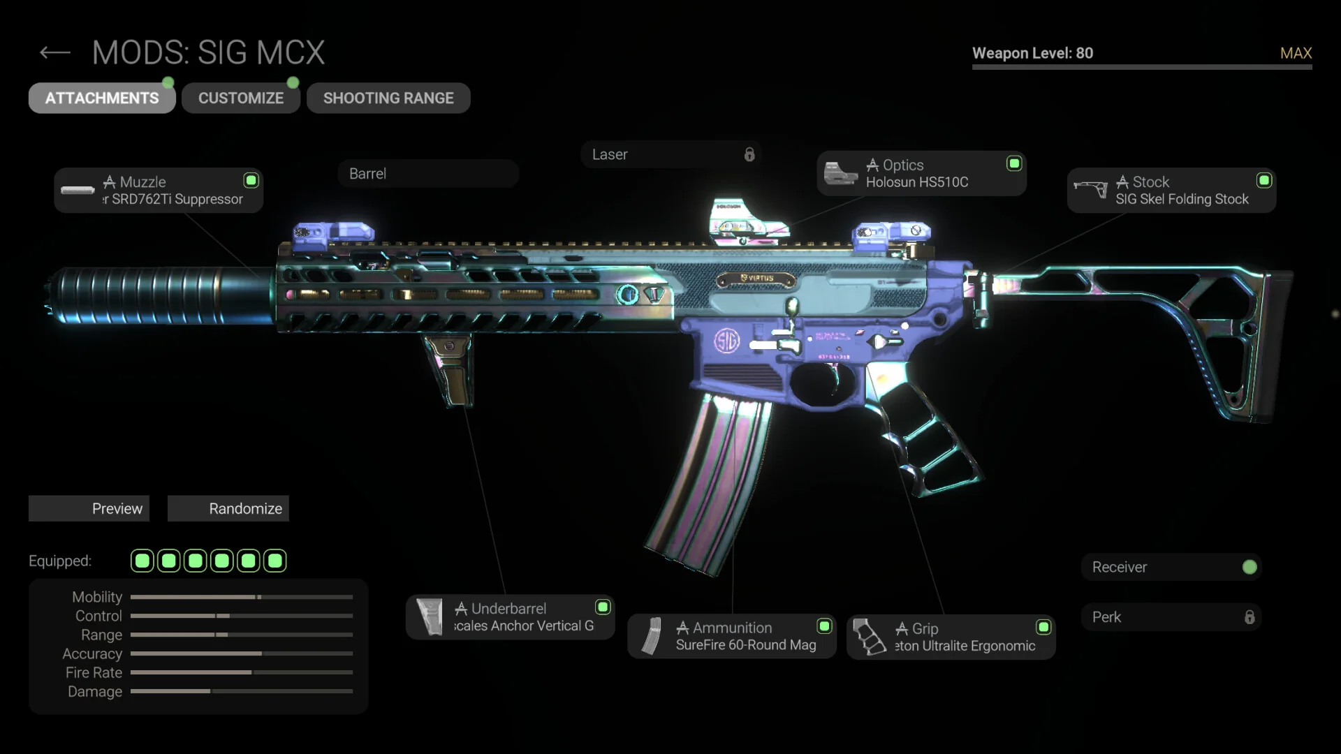 Combat Master weapons laid out for a Player loadout comparison